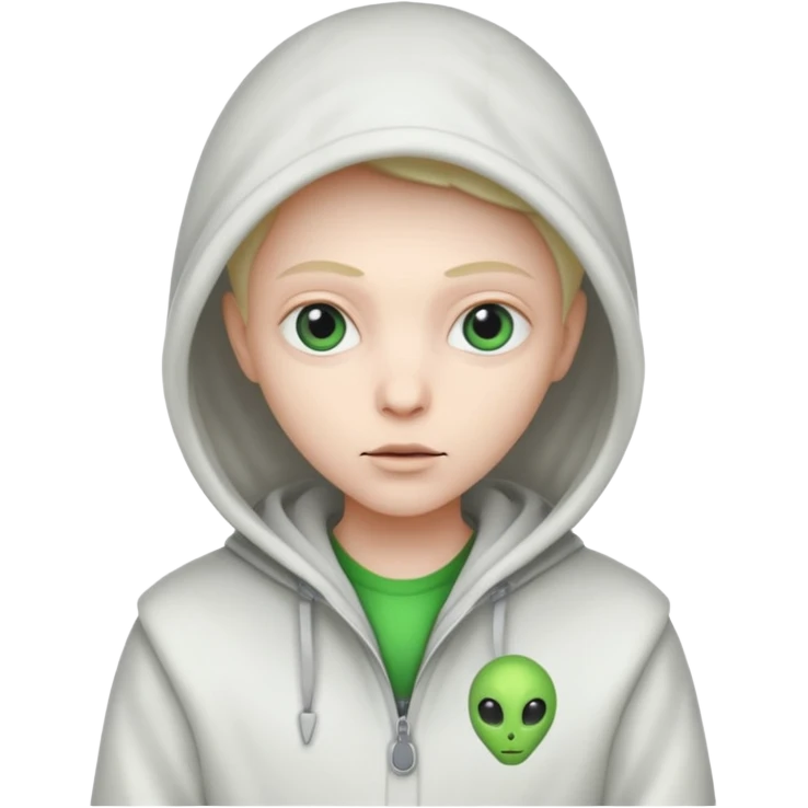 alien, super White Coat with Hoodie  emoji