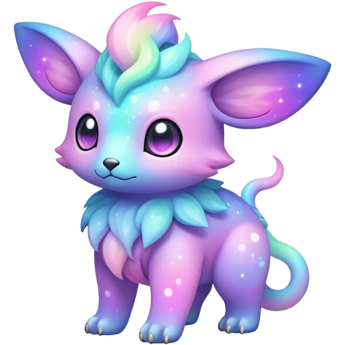 Cute cool colorful pastel nebula fantasy animal hybrid Fakemon full body  emoji