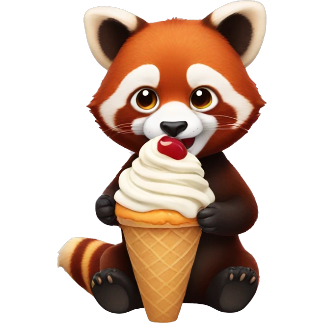 Red panda eat ice cream  emoji