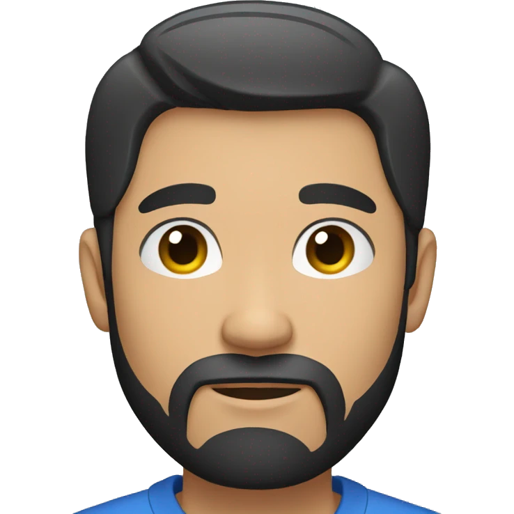 full Man with short black hair and circle beard wearing a blue shirt  emoji