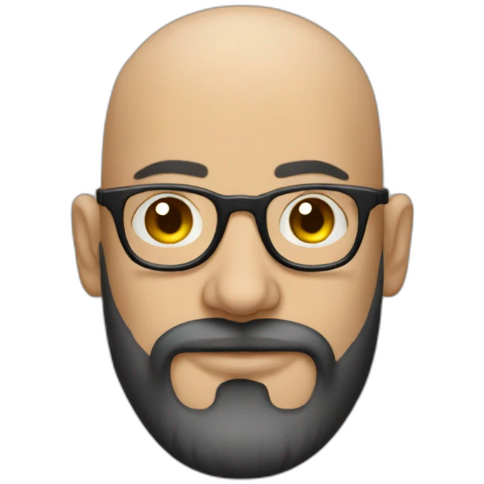 Tattooed bald man with beard and glasses emoji