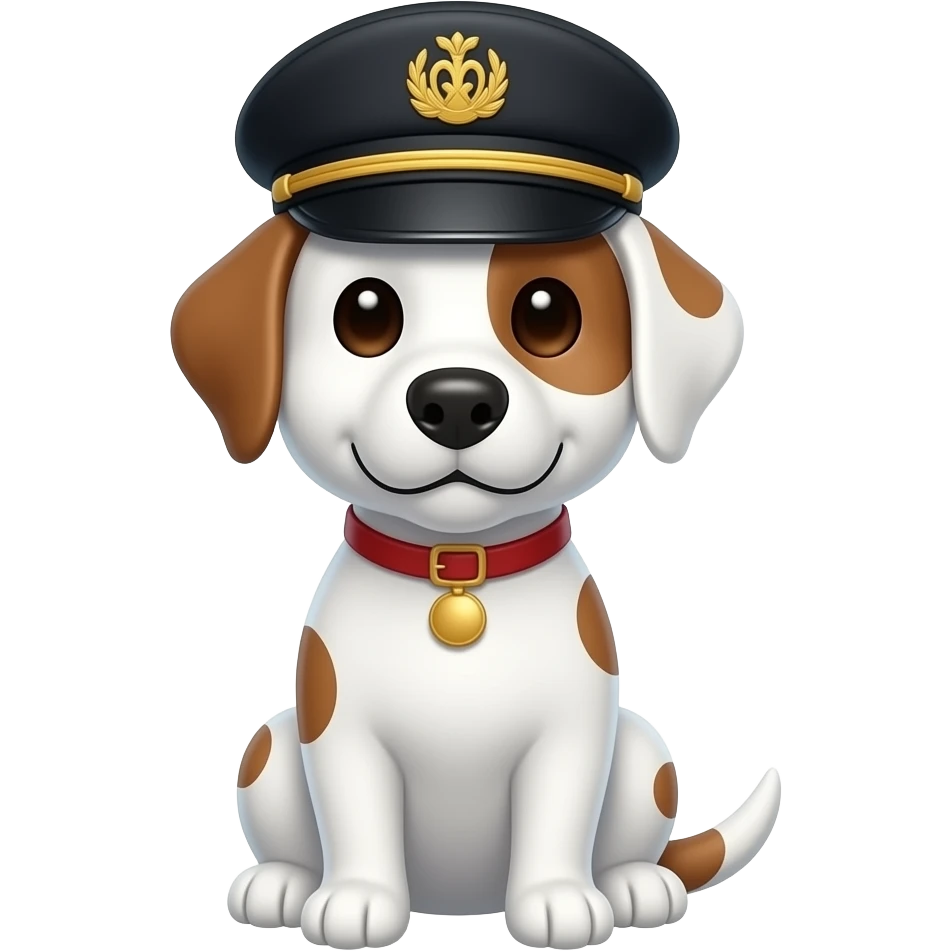 white dog with gondolier hat sitting emoji