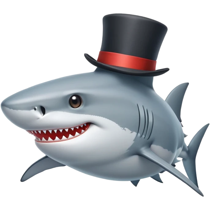 Shark with a top hat emoji