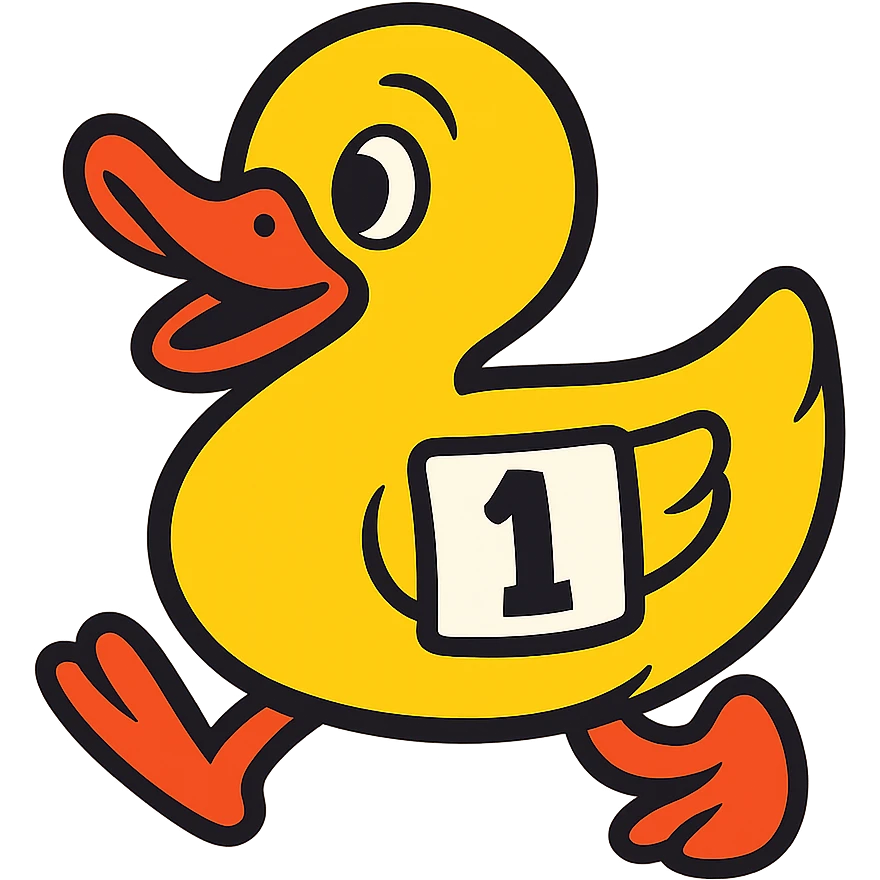 cartoon duck for a duck race in vibrant toon style emoji