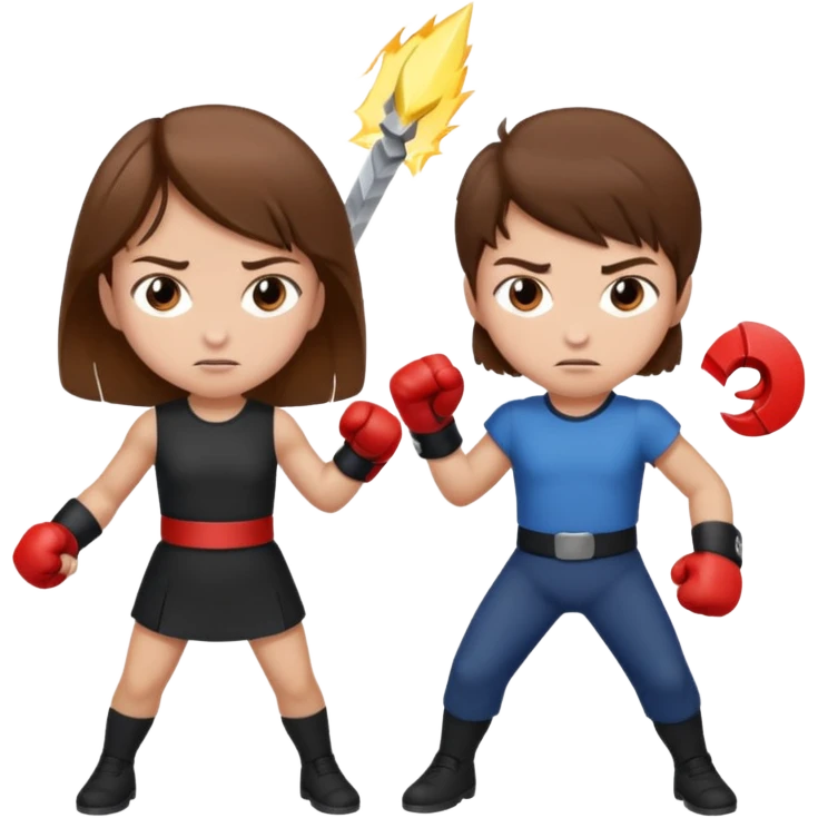 Fight girl and boy Brown hair  emoji