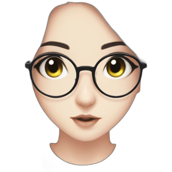 Anime+eyes-goth-girl-dark-hair-with-glasses-black-tshirt+perfectly-centered emoji
