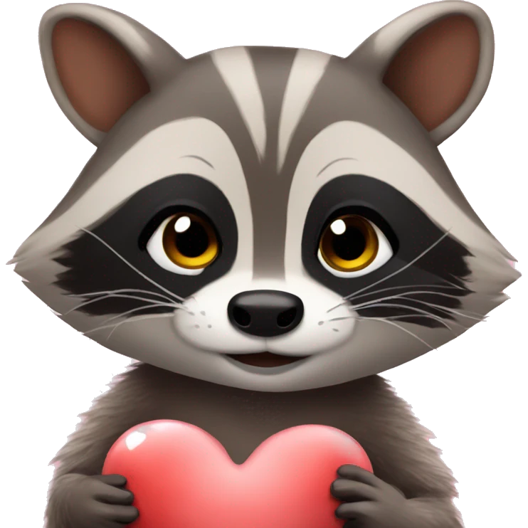 Raccoon kisses heart emoji