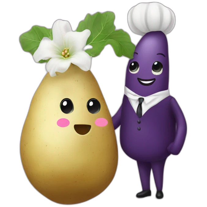  potato and brinjal getting married emoji