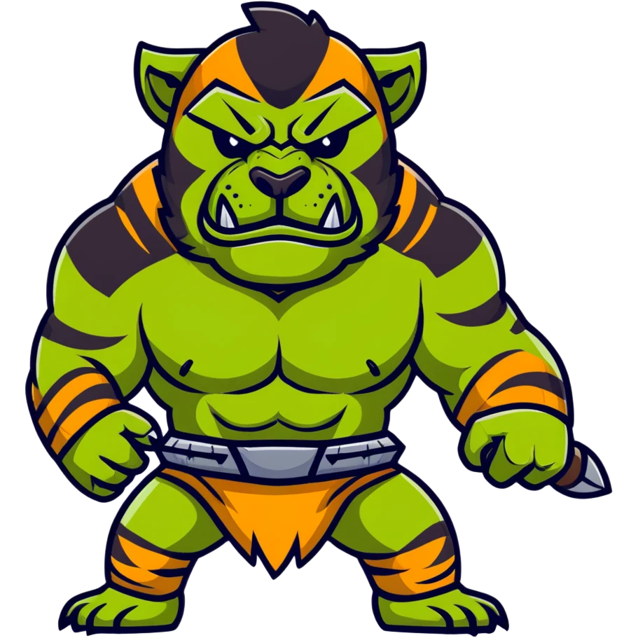 Muscular tiger orc warrior emoji