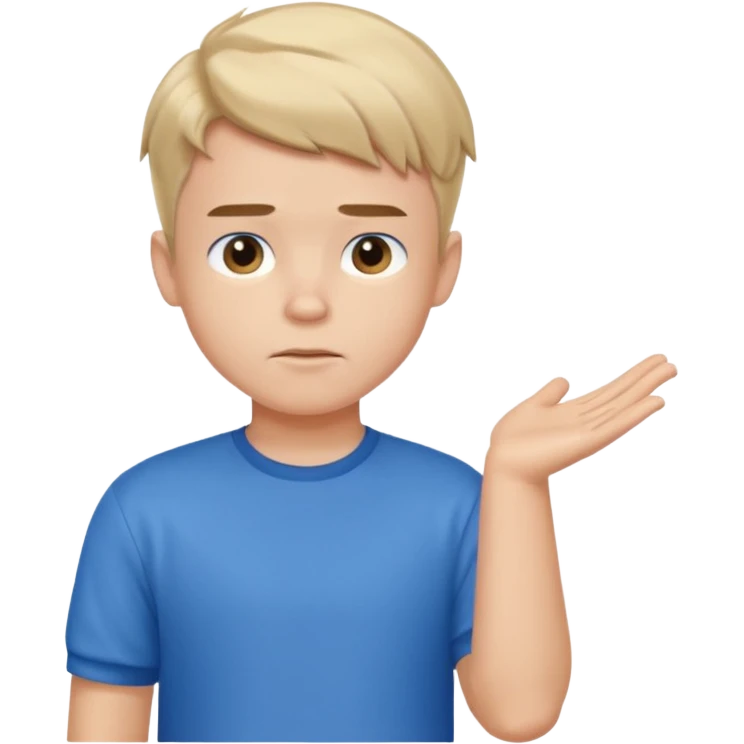 cute boy shrugging his shoulder, boy have good haircut puff style emoji