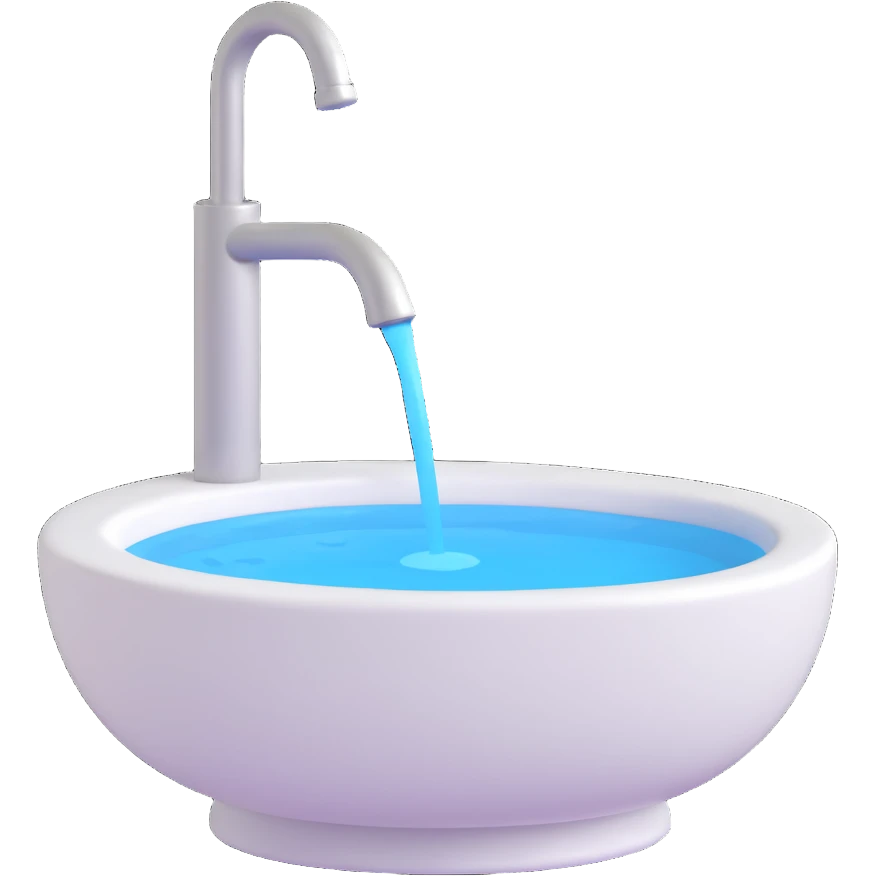 现代风格洗手台 emoji，带有水龙头和水流 emoji