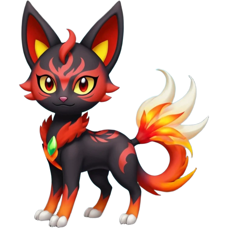 Colorful Meloetta-Litten-Darkrai-Pokémon-Fakémon-fusion-hybrid-creature emoji