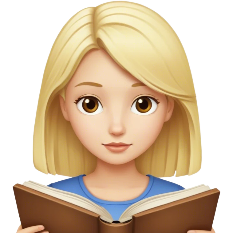 blonde girl reading a book, being productive  emoji