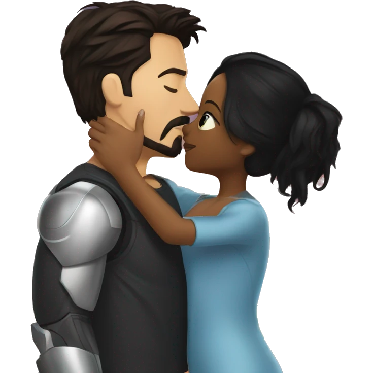 Tony Stark kissing a black haired girl  emoji