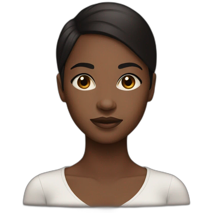 Black girl with dark brown eyes and black Smooth hair emoji