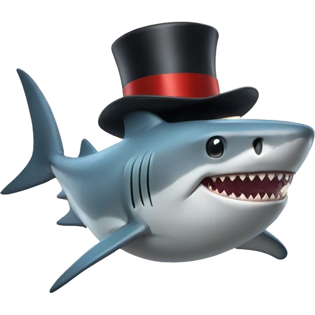 Shark with a top hat emoji