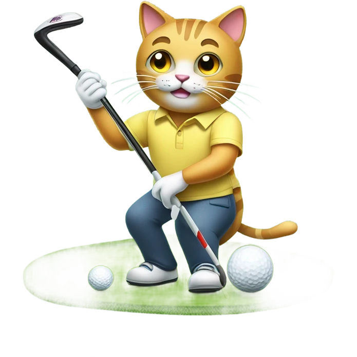 Cat playing golf emoji