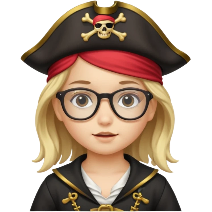 kid girl with pirate costume wearing glasses emoji