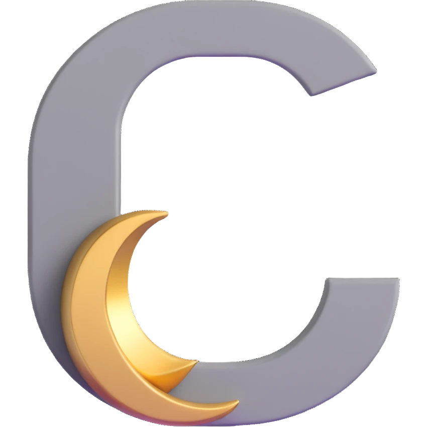 Gray letter C with an angelic golden halo above it, representing Grace/Gracie/graycee emoji