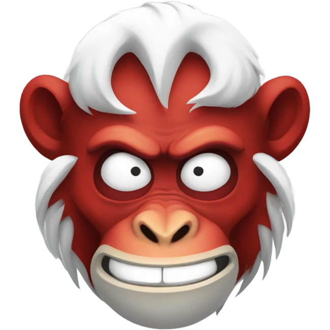 Evil red monkey with many white horns around its head emoji