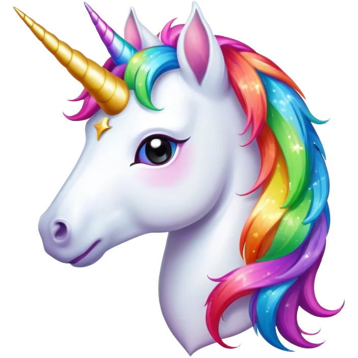 sparkly white unicorn with rainbow hair  emoji
