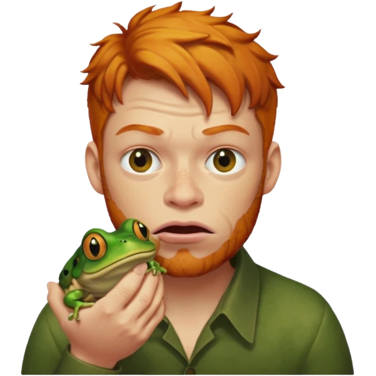 Ginger man eating frog emoji
