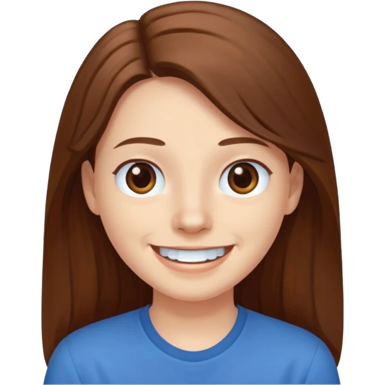 I have long brown hair without fringe, white skin and brown eyes. I want to have a smile but without seeing my teeth emoji