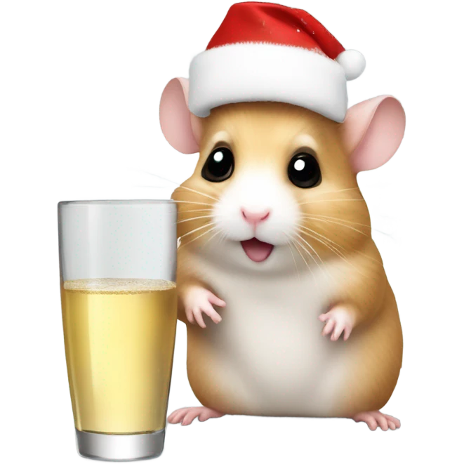 hamster christmas with champagne emoji