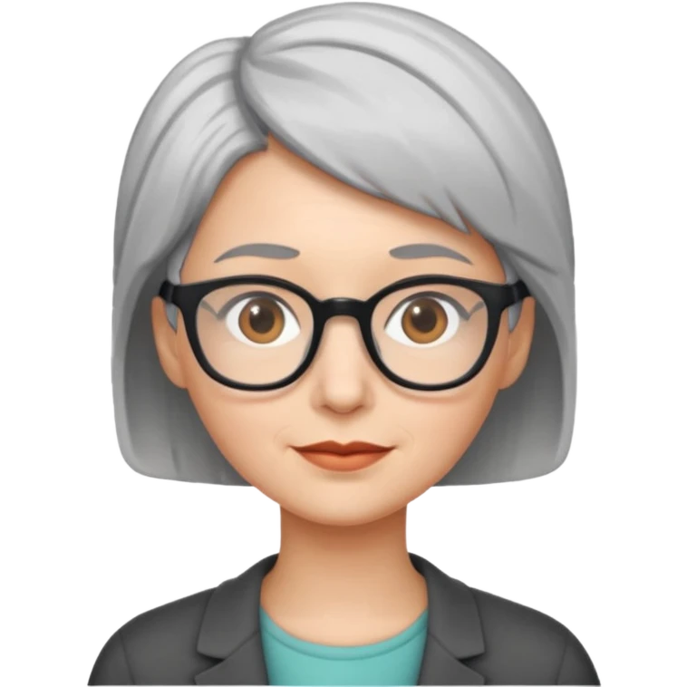 Woman with short gray hair and glasses emoji