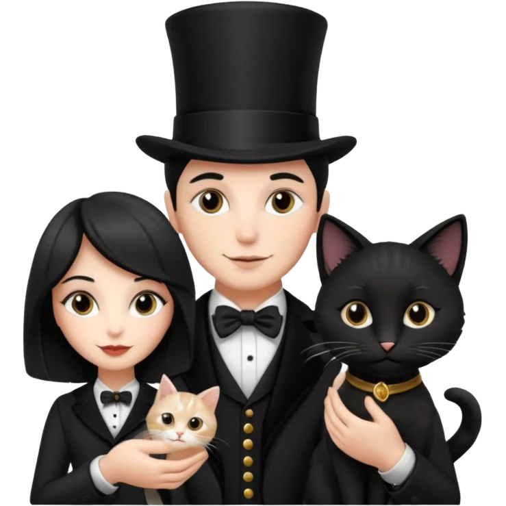 magician couple and their pet cat emoji
