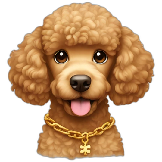 Light Brown golden poodle with cross chain emoji