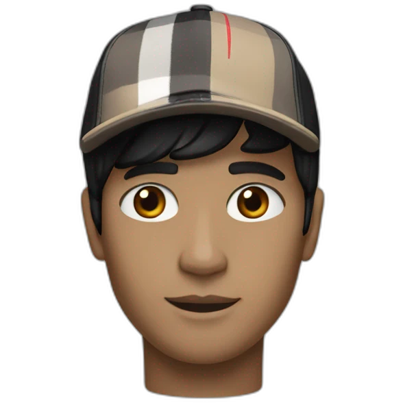guy with white skin burberry cap and black mid-length hair emoji