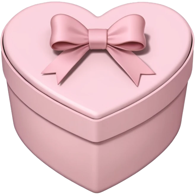 pale pink heart box, pale pink bow, filled with chocolates inside emoji