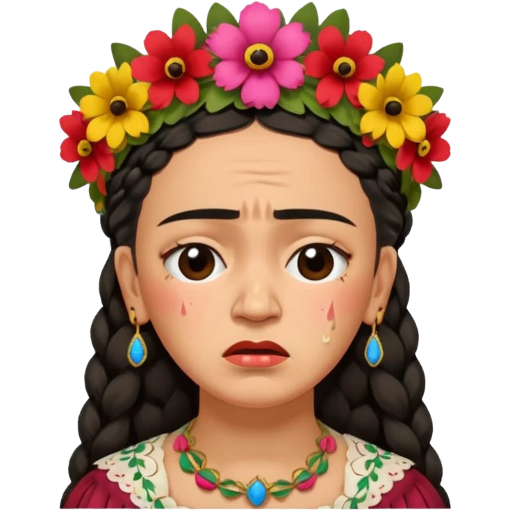 Frida Kahlo crying emoji