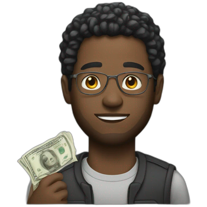 Black man with cash emoji
