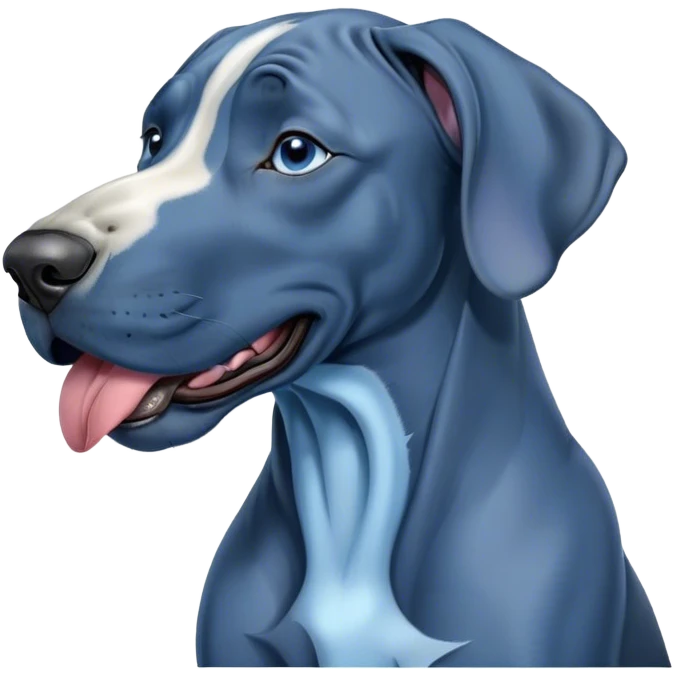 Cinematic Cute Yawning Blue Great Dane Portrait Emoji, Head tilted slightly with a dramatic, wide-open yawn, showcasing a smooth blue Fur with a cool luster, floppy ears slightly drooping, round steel-blue eyes barely open in drowsy contentment, Simplified yet irresistibly adorable features, highly detailed, glowing with a soft, cozy glow, high shine, relaxed yet expressive, stylized with a touch of whimsy, bright and endearing, soft glowing outline, capturing the essence of a sleepy yet affectionate guardian, so drowsy it feels like it could stretch out of the screen and curl up for a nap! emoji