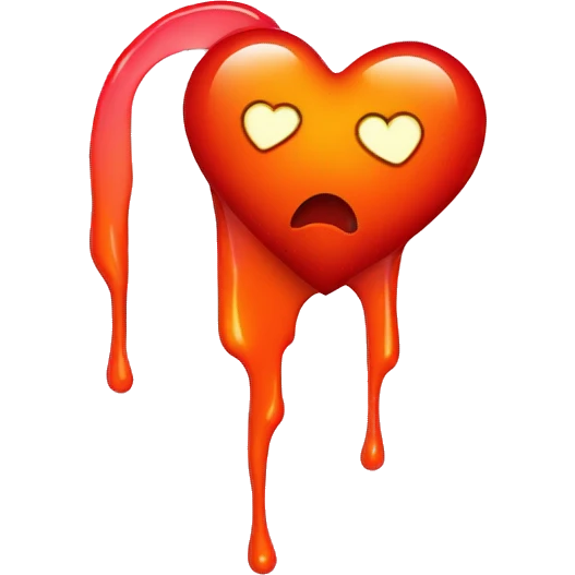 bleeding red heart shape glowing red-orange emoji