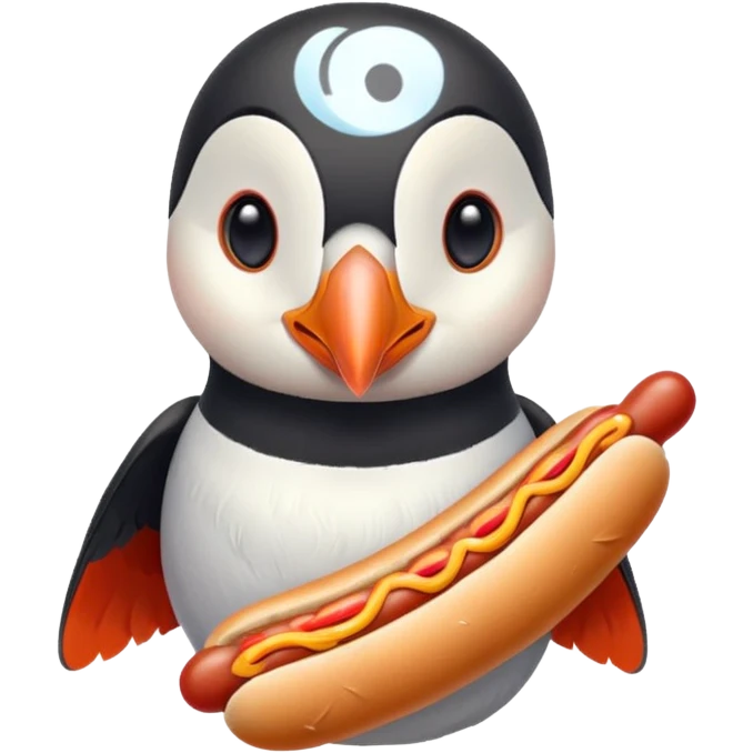 Icelandic puffin with hotdog emoji