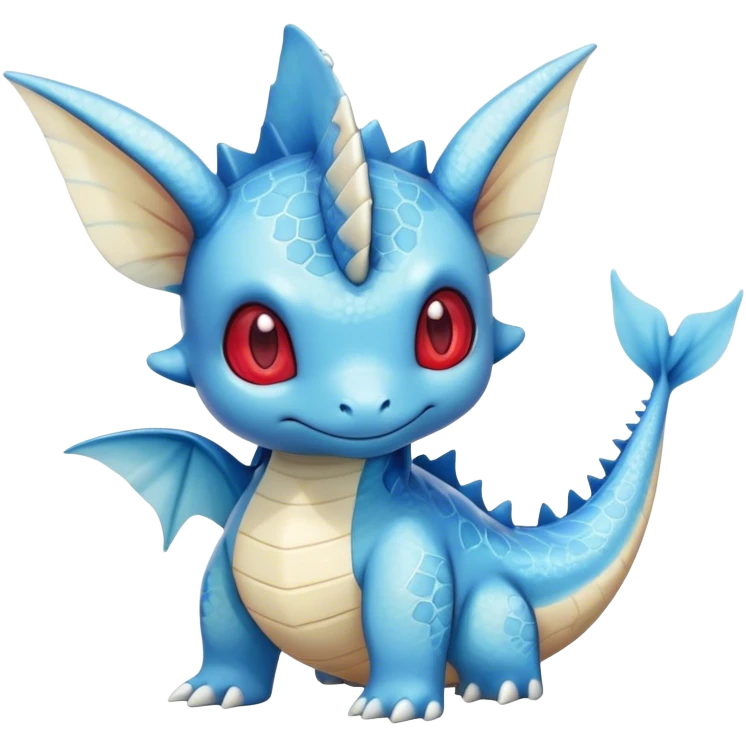 cool cute adorable Lapras-Vaporeon-creature-hybrid full body, four legs, red eyes,  emoji