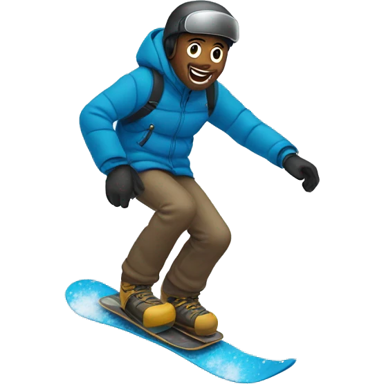 Guy snow boarding with a pass emoji
