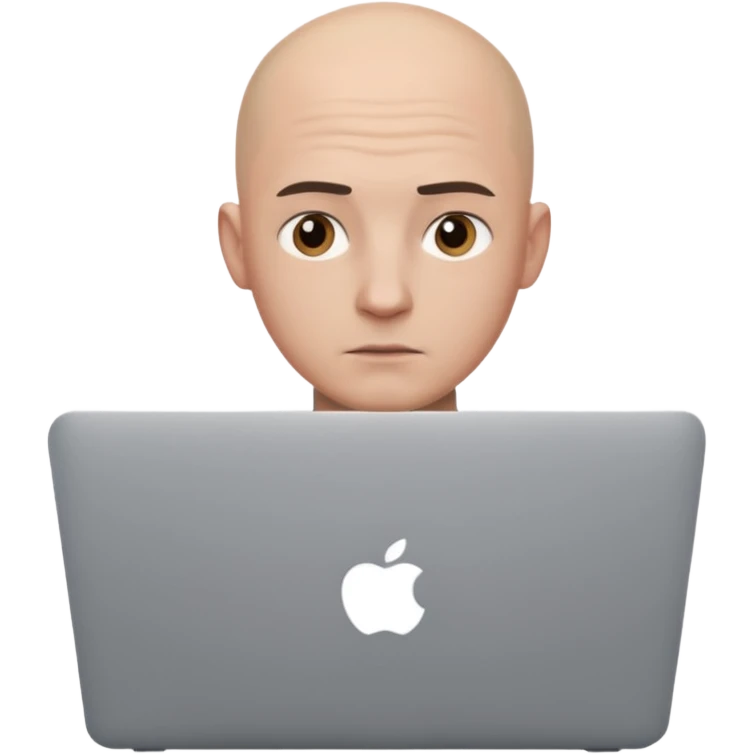 bald yong guy with macbook emoji