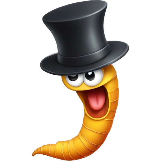 Dancing worm in hat emoji