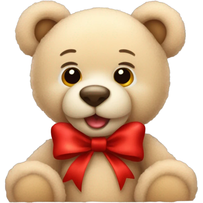 teddy bear with red bow valentines  emoji