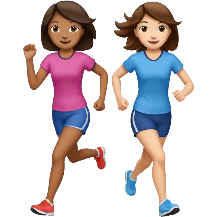 I want 2 women holfing hands running in sdame direction, one is brunette emoji