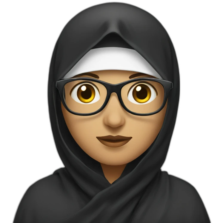 A white muslimsh niqabi with glasses  emoji