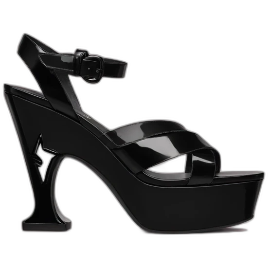 Ysl TRIBUTE heel SANDAL black PATENT LEATHER emoji