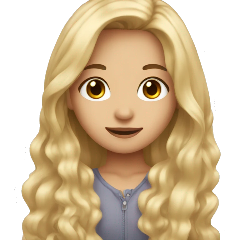 Cute girl with long blonde hair and brown eyes emoji