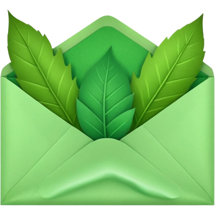 an envelope green with leaves inside emoji