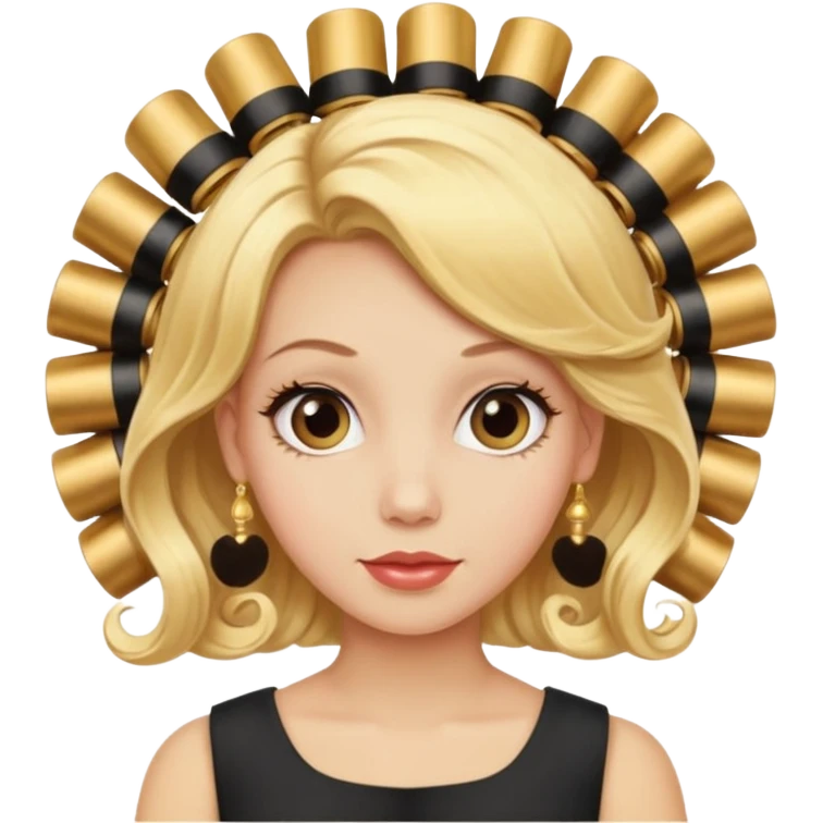 hair with golden hair rollers emoji