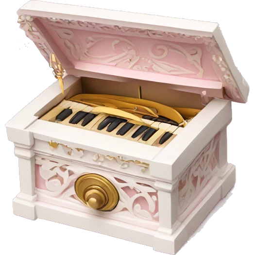 “Create a music box emoji with intricate details and soft pink and white tones.” emoji